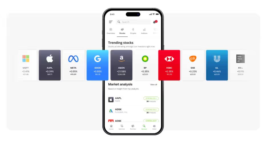 eToro mobilní aplikace