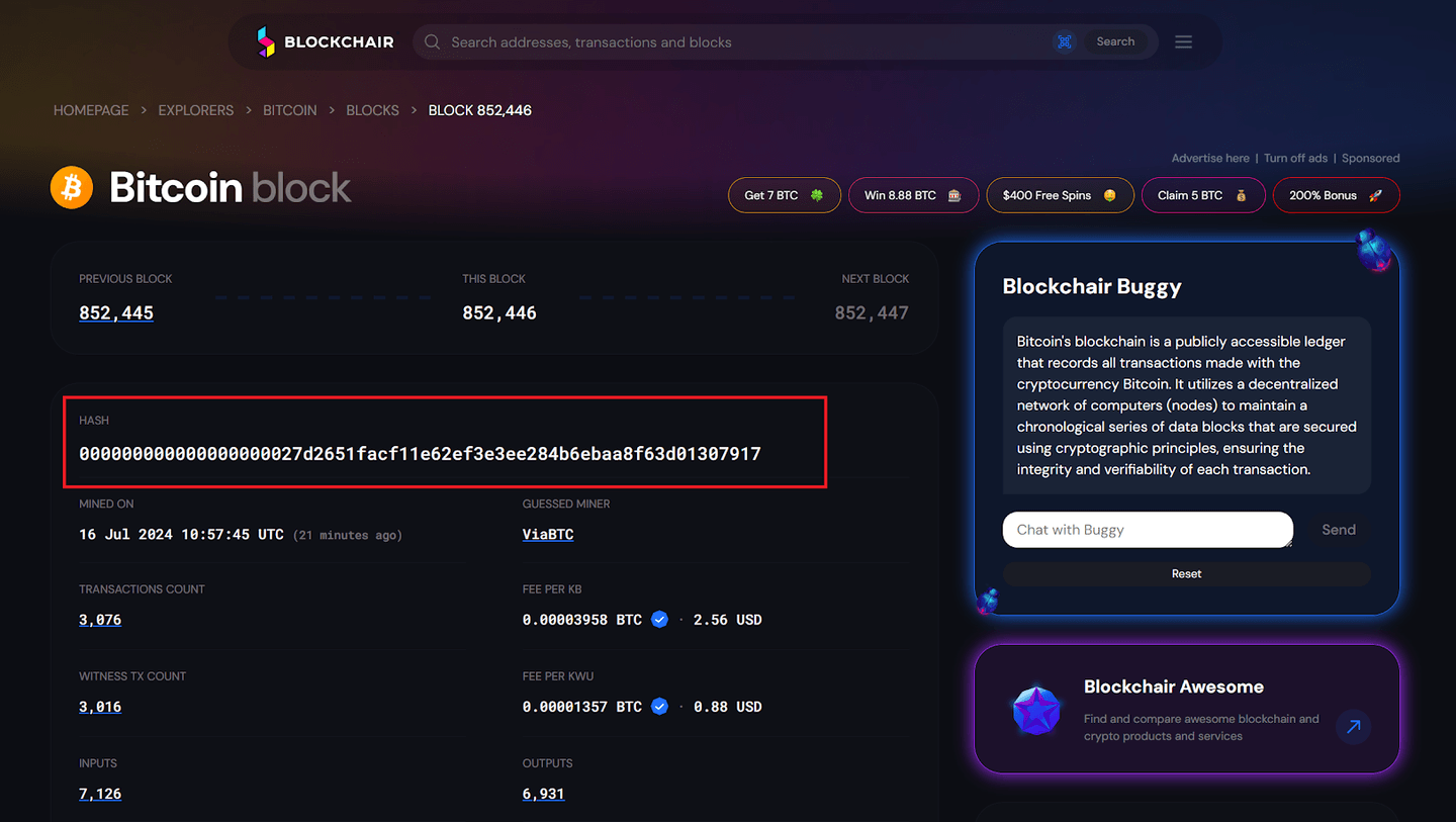 Bitcoin block na blockchair