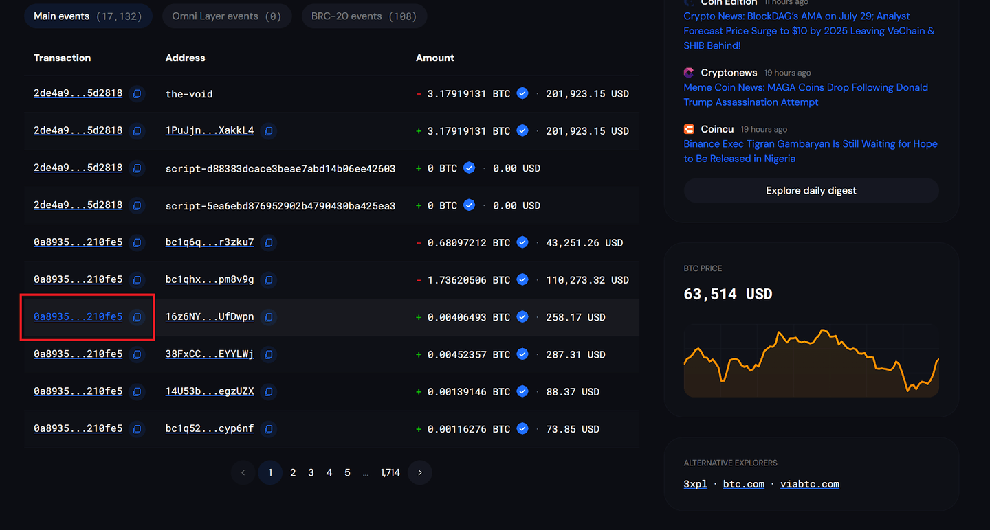 Bitcoin transakce na blockchair