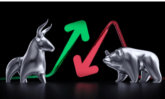 Bull Market vs Bear Market, zdroj: USA today - znázornění býka a medvěda