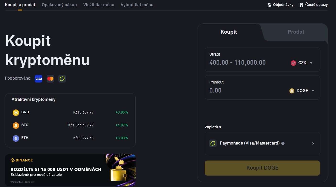 Jak koupit memecoin doge na Binance