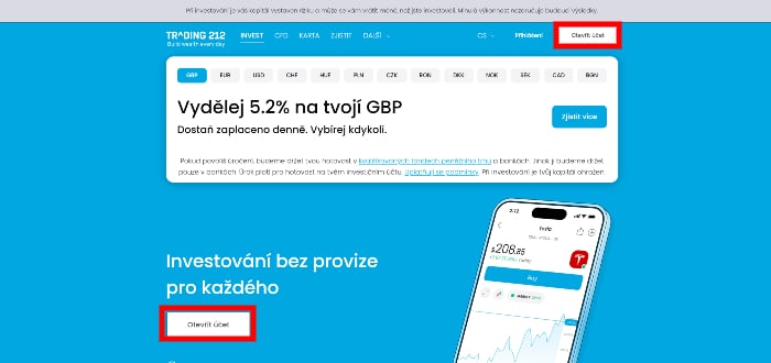 Jak nakoupit akcie META na Trading212 - Krok 1. registrace