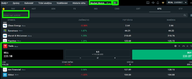 Jak nakoupit akcie Tesla u XTB - frakční akcie