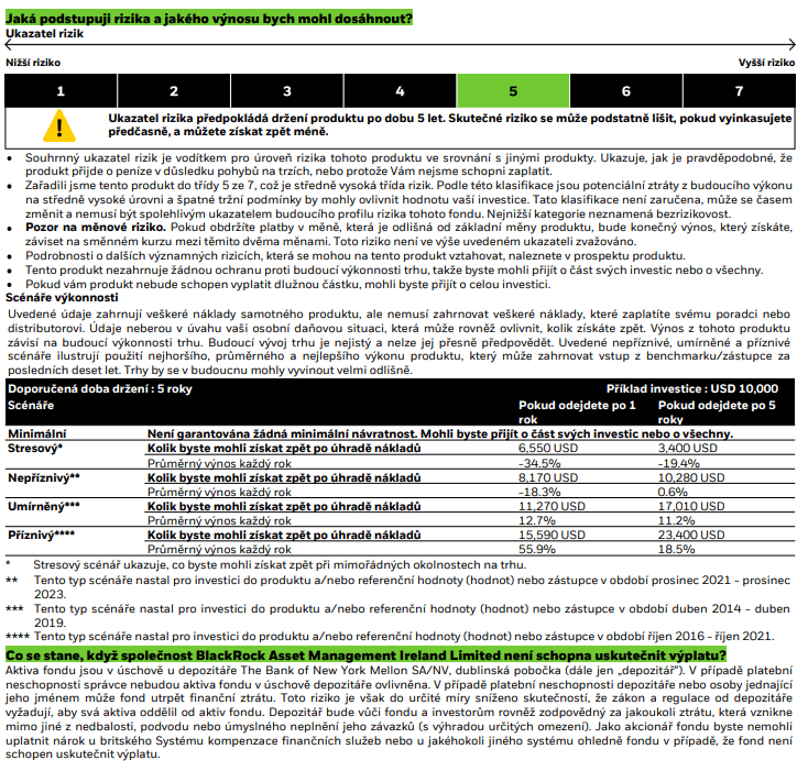 Kiid dokument: rizika fondu: iShares Core S&P 500 ETF USD Acc