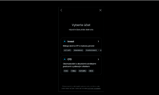 Nabídka účtů u brokera Trading 212