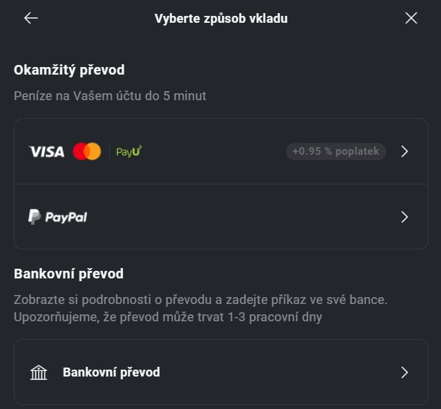 Jak vložit peníze na XTB