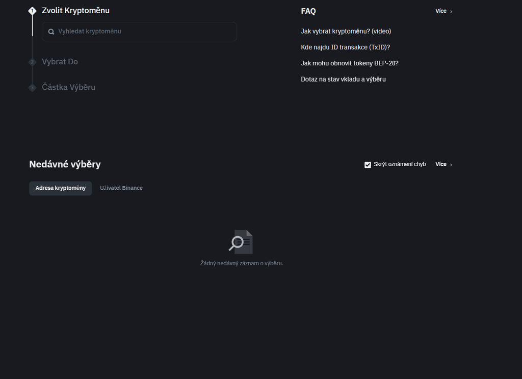Jak vybrat kryptoměny z binance