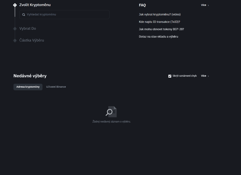 Jak vybrat kryptoměny z binance