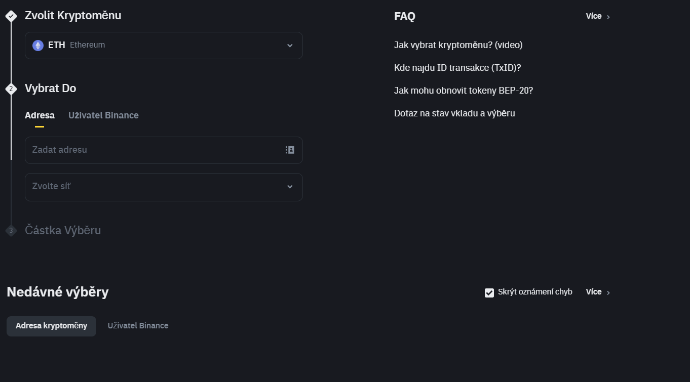 Jak vybrat kryptoměny do hot wallet z binance