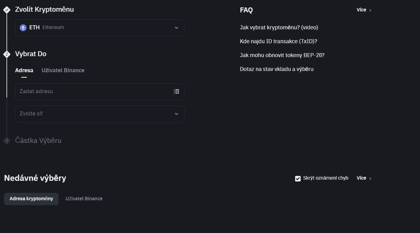 Jak vybrat kryptoměny do hot wallet z binance
