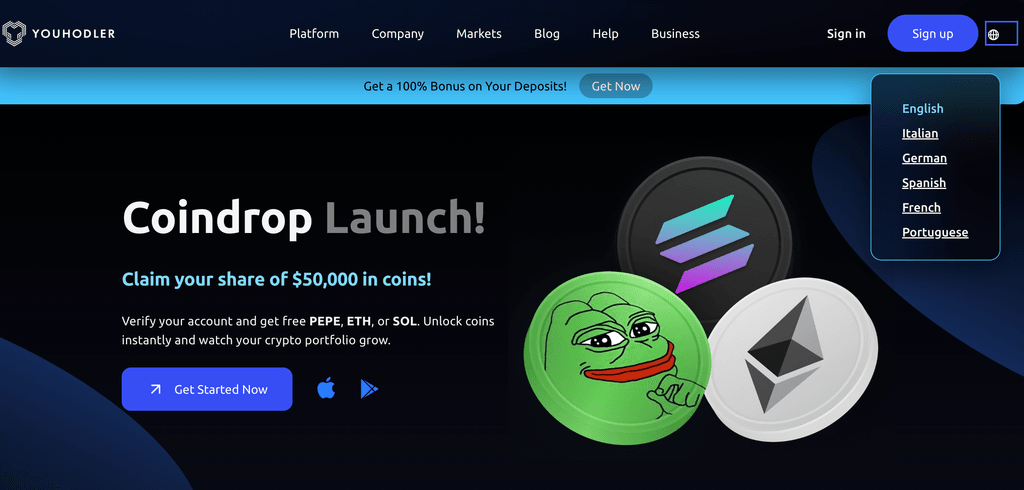 Youhodler: Podporované jazyky