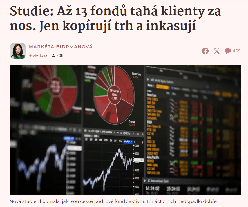 Podílové fondy: falešné "aktivně" spravované fondy