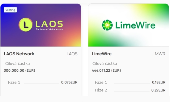 Příklad předprodeje kryptoměn - LAOS Network a LimeWire