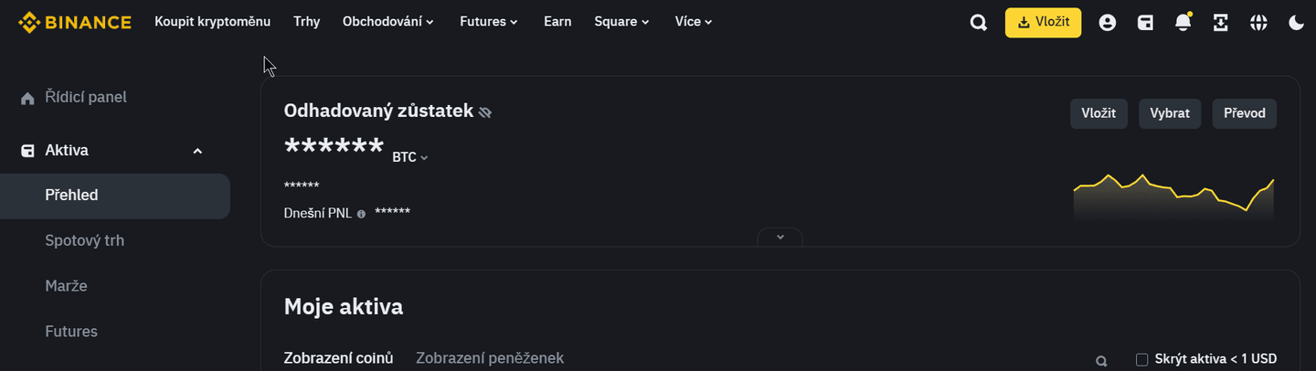 Binance rozhraní peněženky - jak vybrat peníze z binance