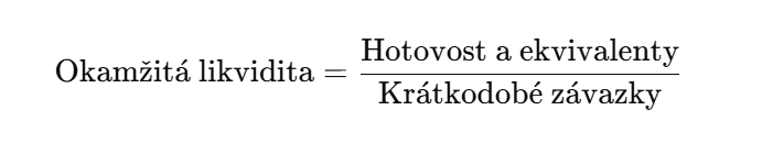 Okamžitá likvidita (účetní likvidita)