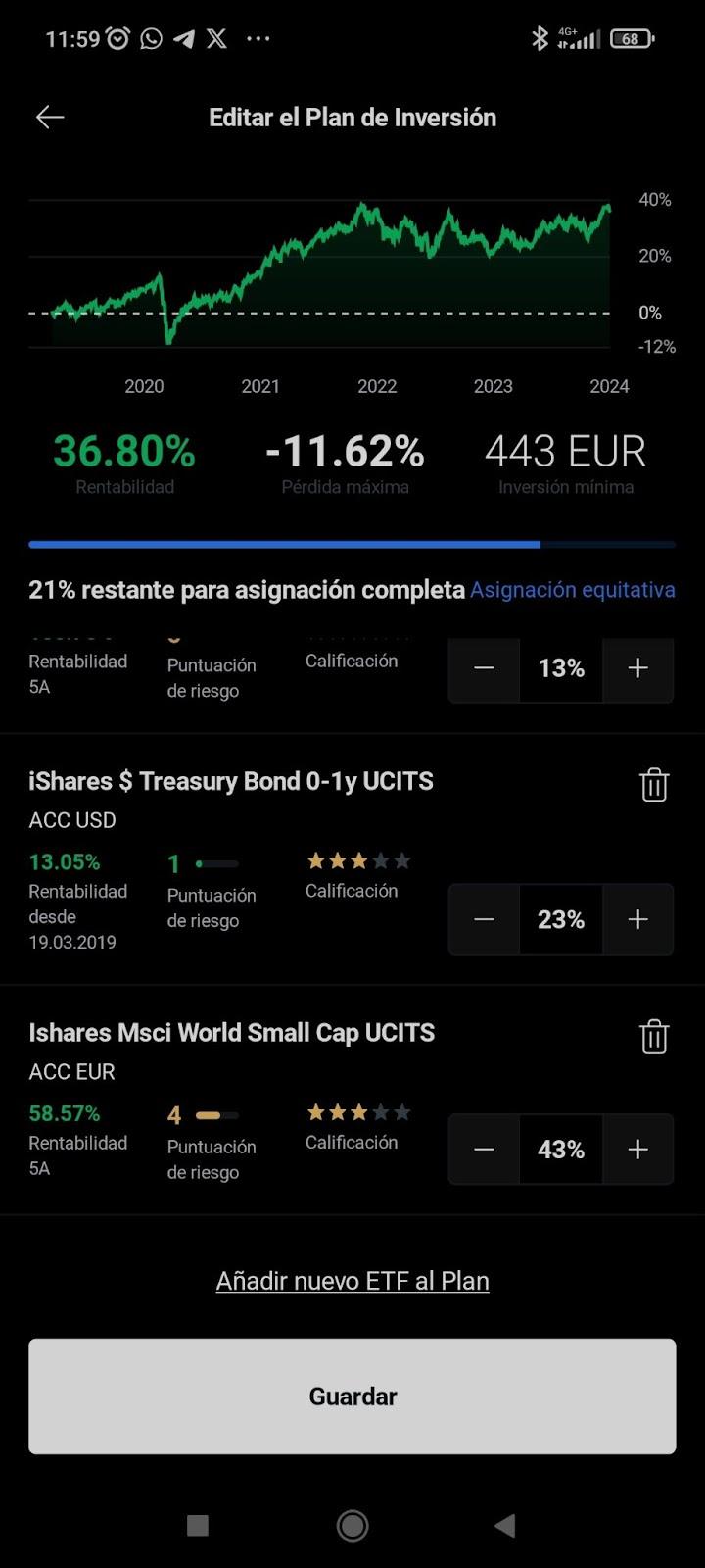 XTB investiční plán - přerozdělení váhy