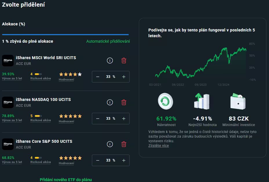 Rozdělení investičního fondu na XTB