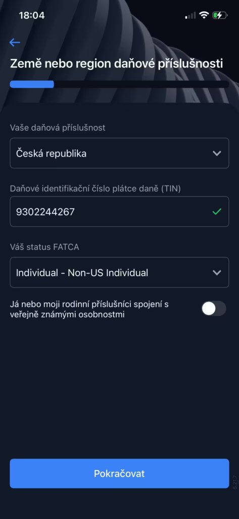 Osobní informace pro registraci